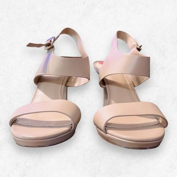 Michael Kors Heels Sandals Leather Women's US size 10‎ Tan Color Side Buckles - Picture 4 of 10